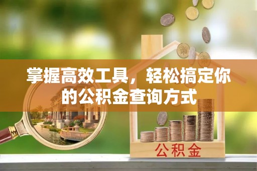 易县掌握高效工具，轻松搞定你的公积金查询方式